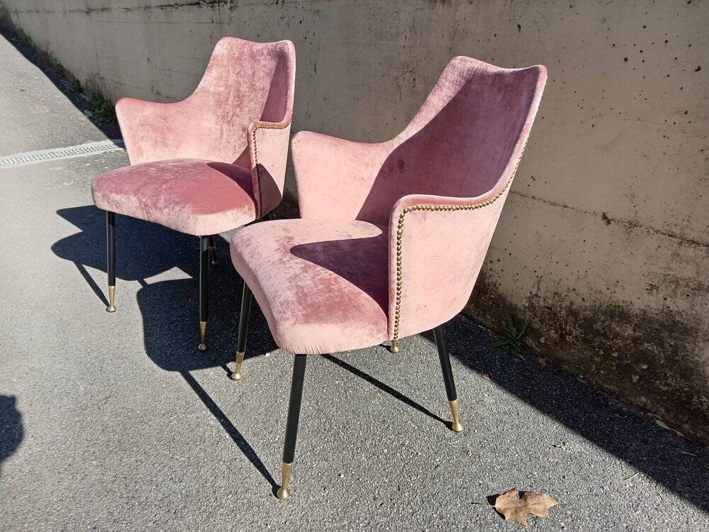 Fauteuils roses, années 1950, ensemble de 2
