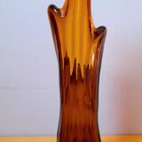 Amber glass vase 70s