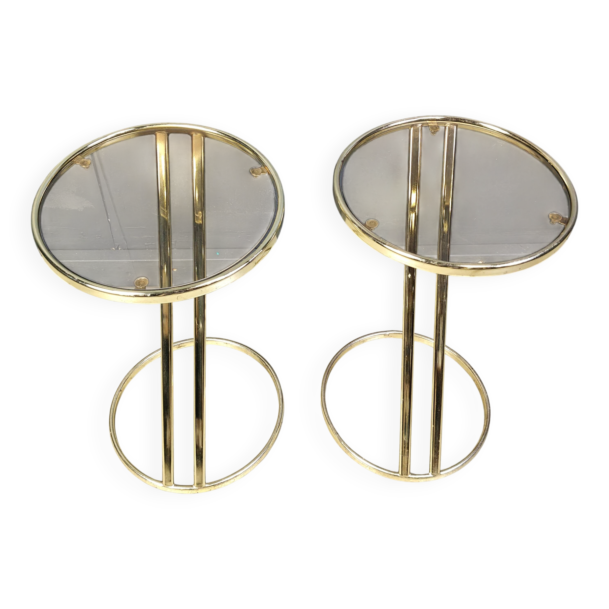 Vintage brass side tables - set of 2, 1970s