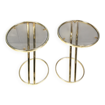 Vintage brass side tables - set of 2, 1970s