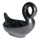 Zoomorphic swan candlestick in black glazed ceramic, Italy circa 1950.