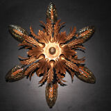 Banci firenze gilded flush mount italian wall lamp, 1960s