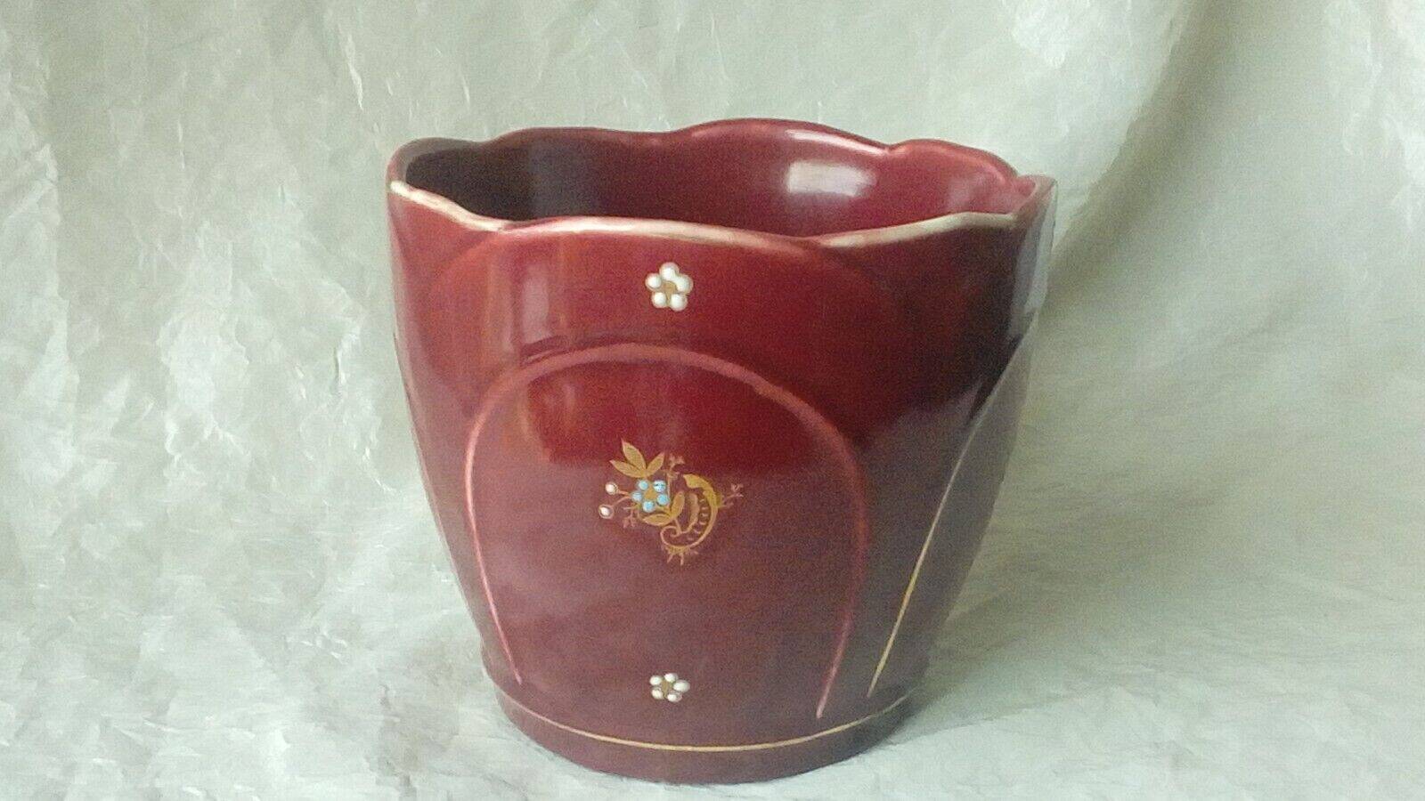 Cache pot en faience fives lille decor emaille epoque art nouveau