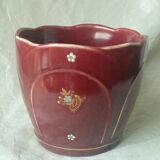 Fives lille earthenware planter with enamel decor, art nouveau period