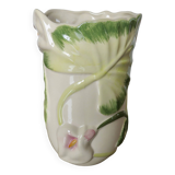 Ceramic vase, floral pattern, numbered and signed 70s 80s
