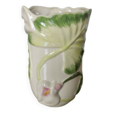 Vase en céramique, motif floral, numéroté et signé années 70 80