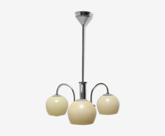 Lustre Art déco à trois bras, années 1930, Bohême