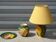 Ceramic lamp L. Drimmer with vase and matching plate.