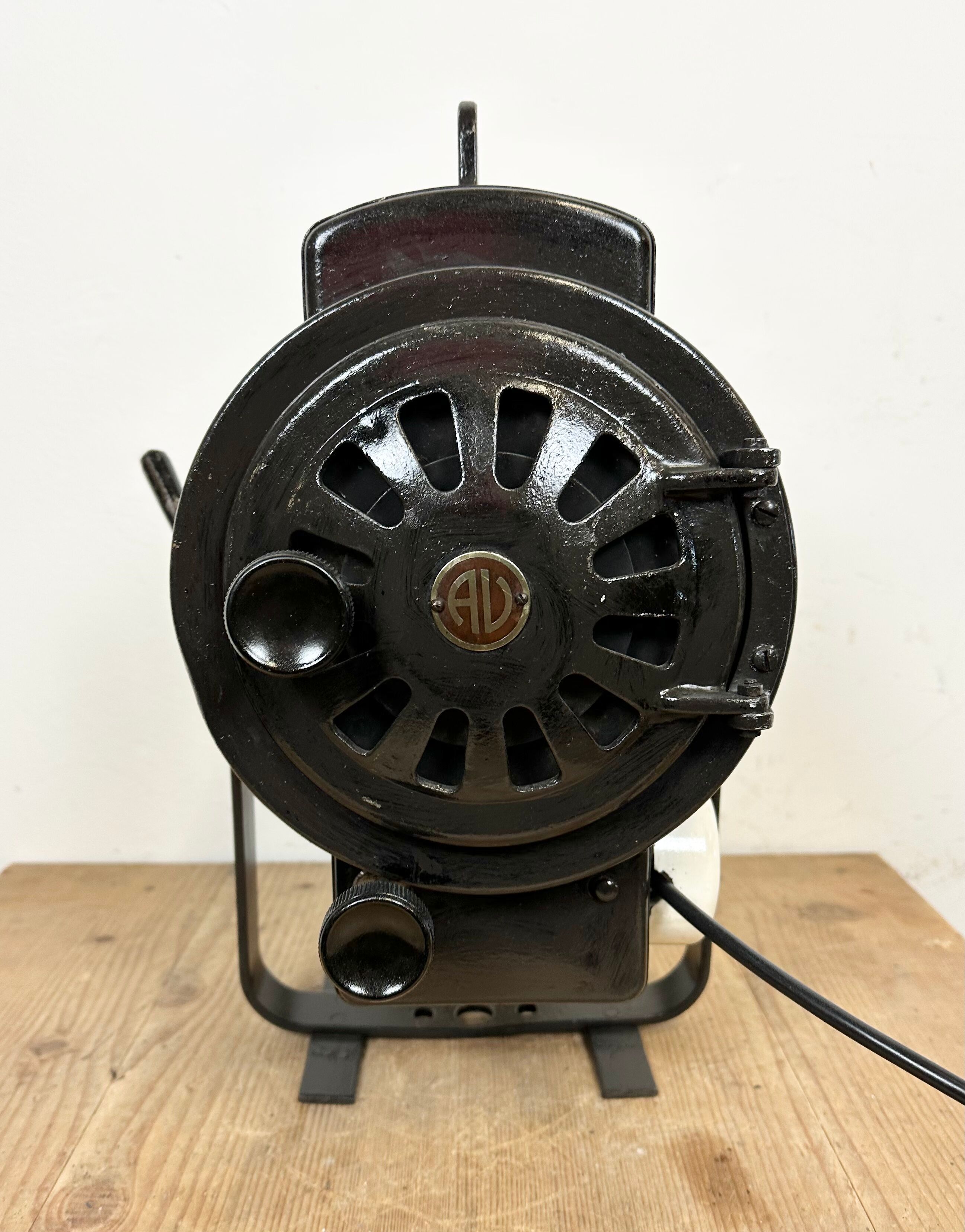 Vintage black theatre spotlight table lamp, 1960s