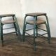 4 vintage green patina effect industrial deco 1950-60 school stools