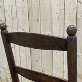 Series of 6 brutalist chairs from the 1950s - oak and straw seat