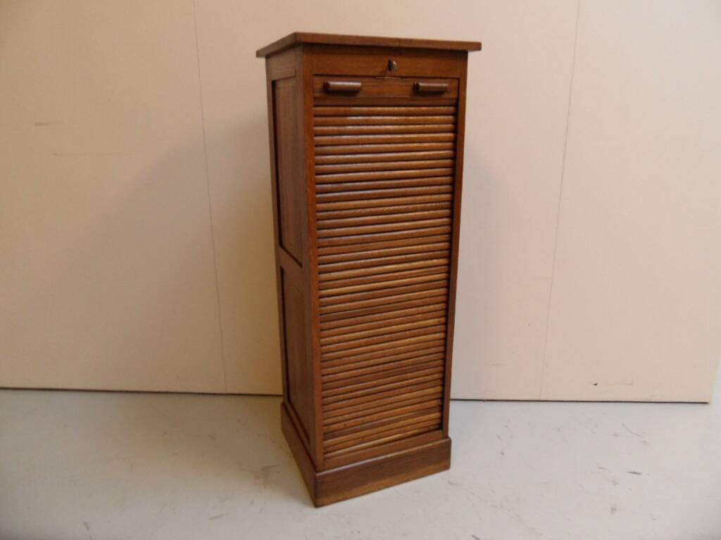 Antique oak filing cabinet with roller shutter
