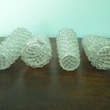 Four-light suspension with glass lampshade, diamond size, 1980.