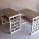 Pair of bedside tables in bamboo effect wood and woven wicker