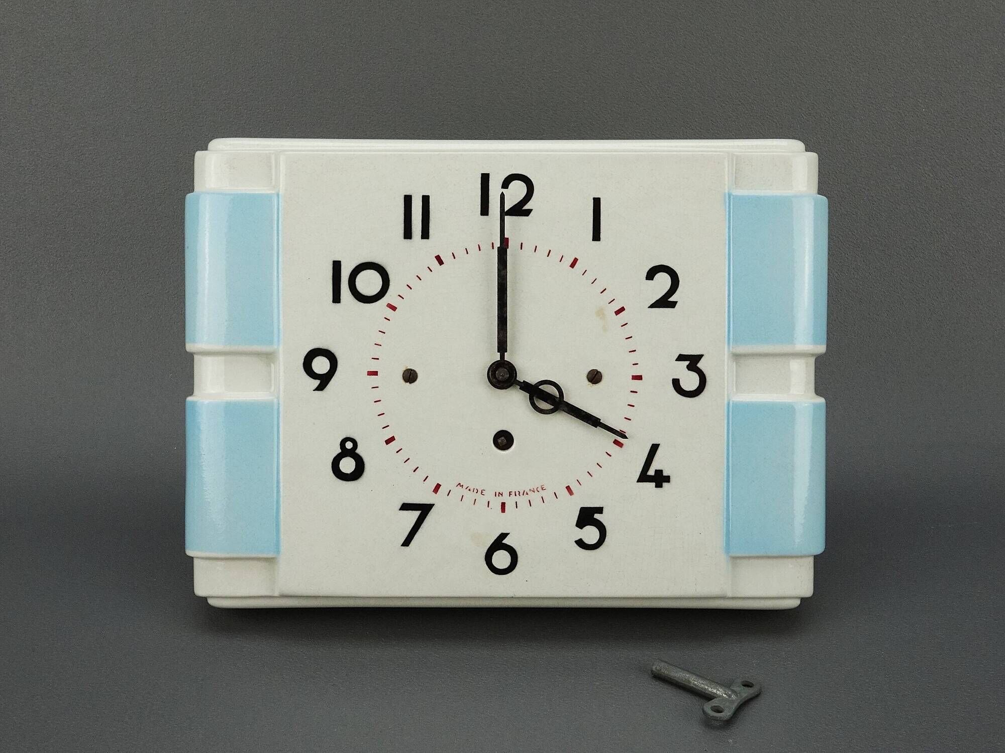Vintage earthenware kitchen wall clock, made in France