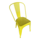 Chaise Industrielle Style TOLIX Metal Jaune Vintage #D709