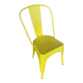 Chaise Industrielle Style TOLIX Metal Jaune Vintage #D709