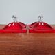 Pair of Space Age wall sconces in red ceramic, 1970.