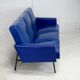 Sofa imitation leather blue and steel, 3 seats, France, circa 1960