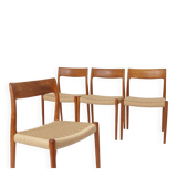 Set of 4 Niels Otto Moller Model 77 Chairs, 1950s – Teak Wood, Renewed Seat