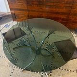 Italian round table in smoked glass 1970 Giotto Stoppino style