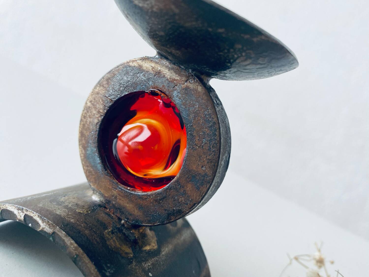Monastic iron candle holder signed Taizé