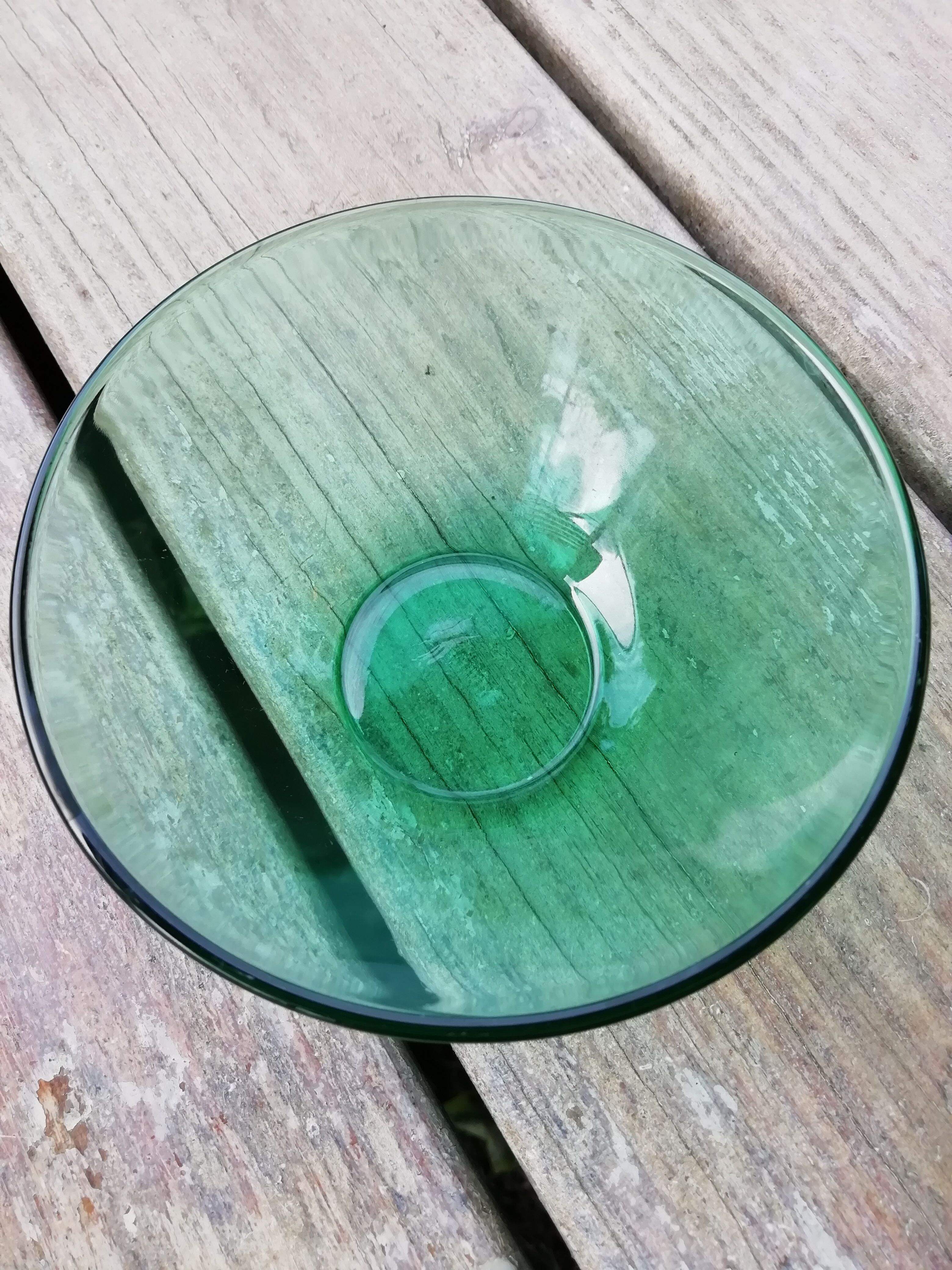 Set of green glass cups