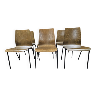 Lot of 6 Hiller stackable chairs 1970