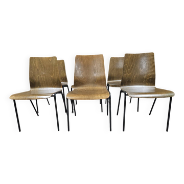 Lot of 6 Hiller stackable chairs 1970