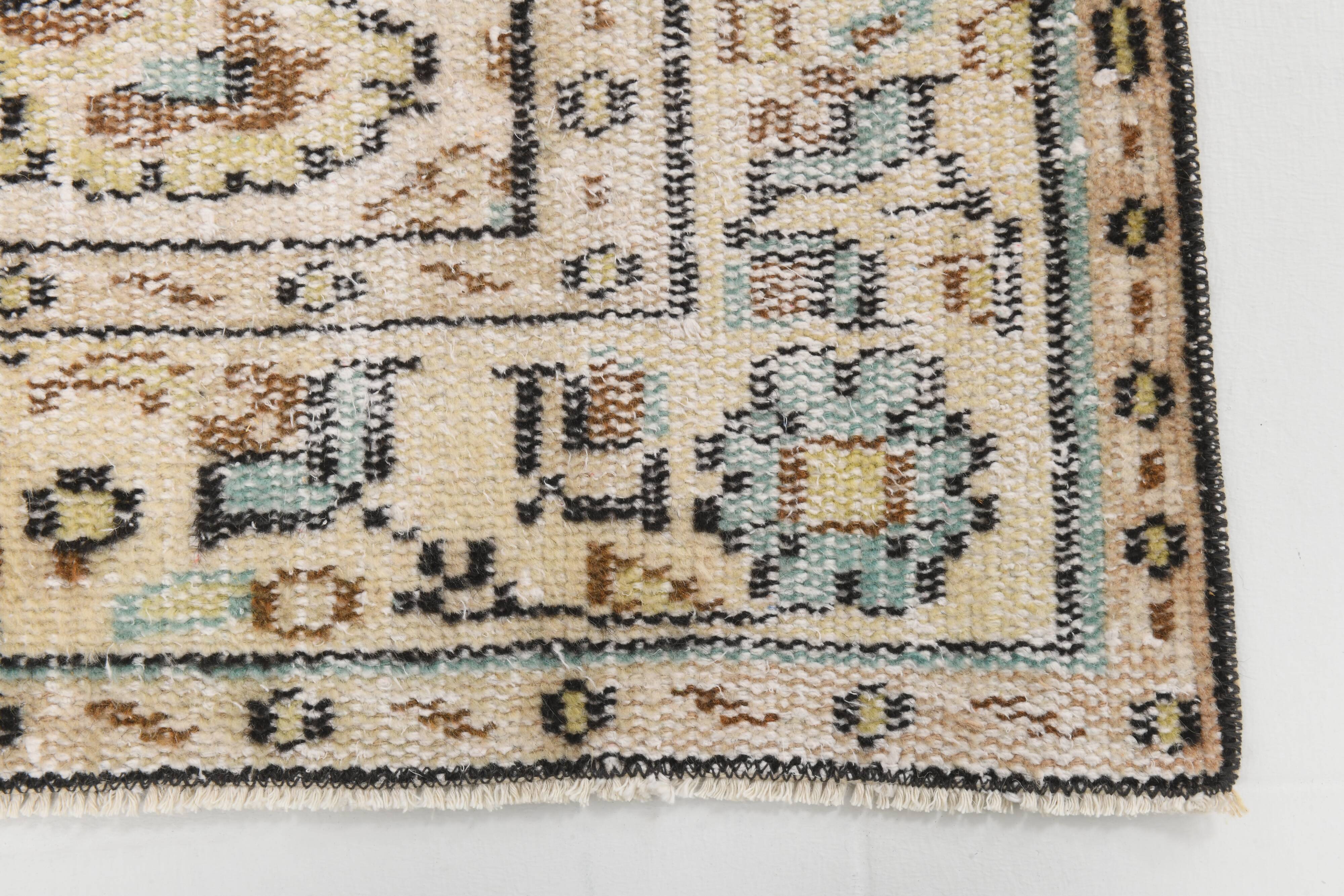 5x8 Green & Cream Oriental Vintage Rug 157x235Cm SK 24776