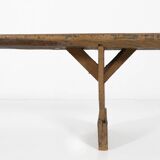 French Antique primitive wooden bench with nice patina