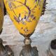 Paire de grands vases couverts - 60cm - faïence jaune