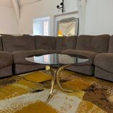 70's side table in brass and glass