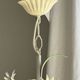 Small vintage cream metal flower chandelier with orange flowers and 3 arms.