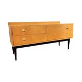 Low ash sideboard chest of drawers, Danish design, 1970s.