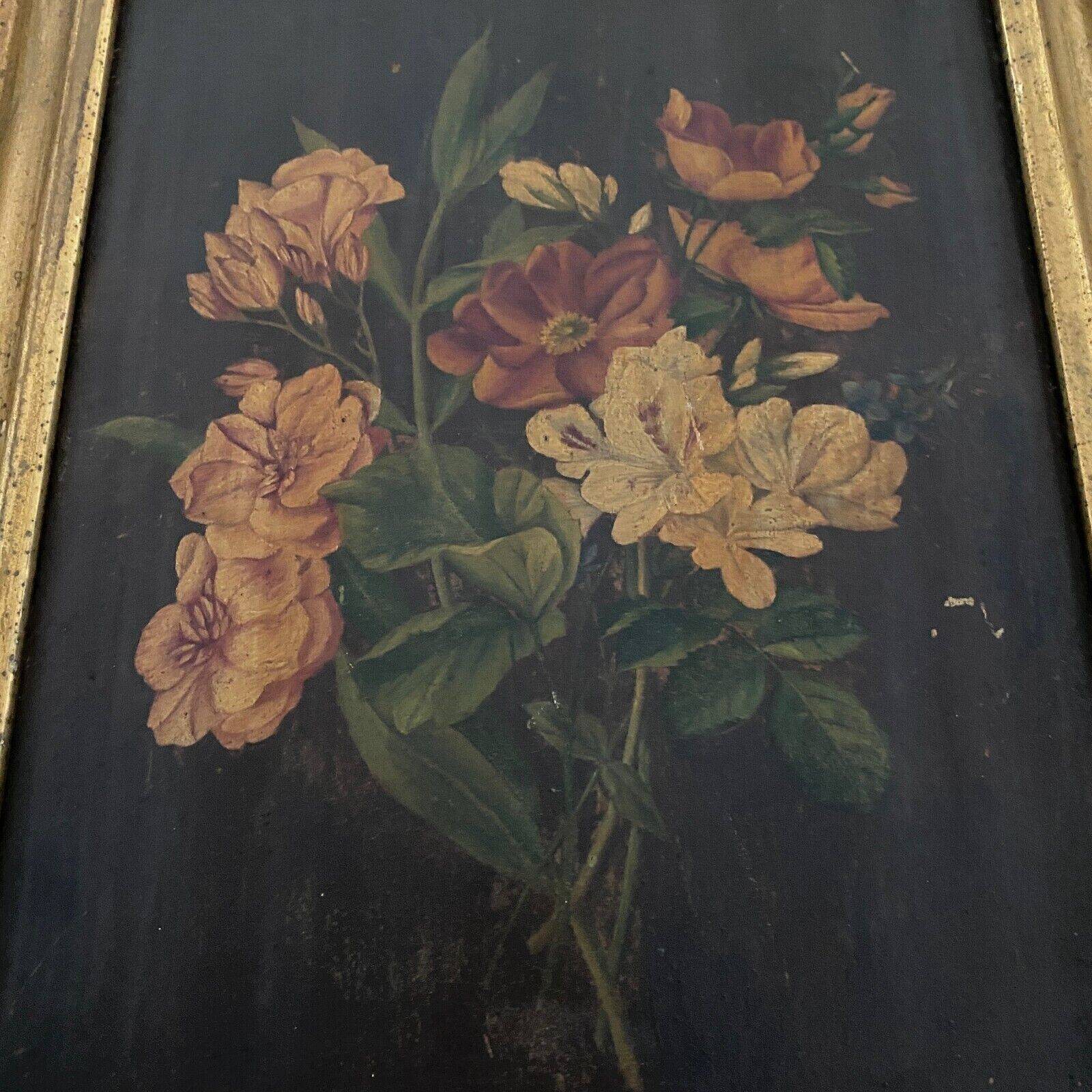 Pair of still lifes, oils on cardboard, late 19th century, bouquets of flowers