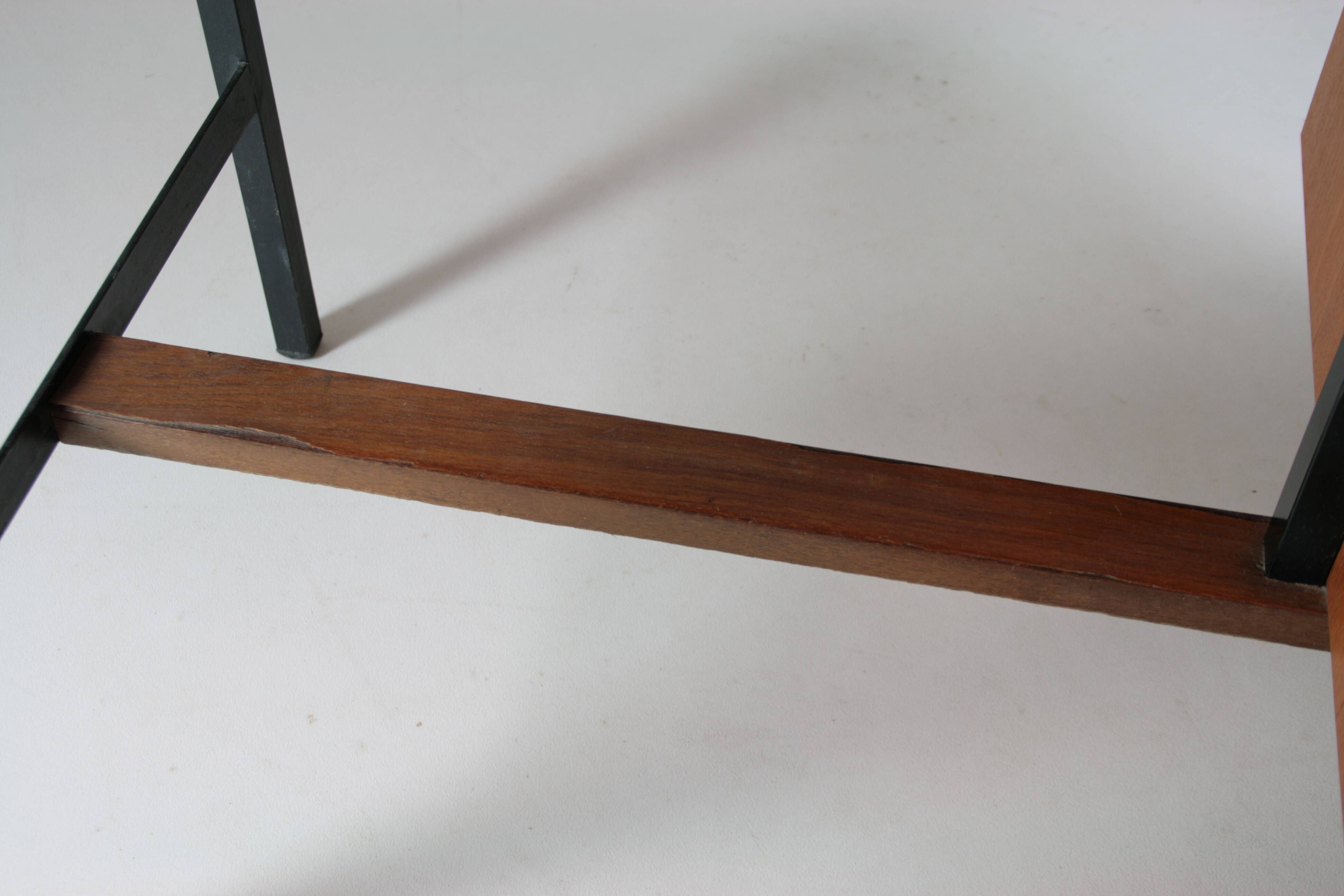 French modernist desk in wood and metal, 1950s