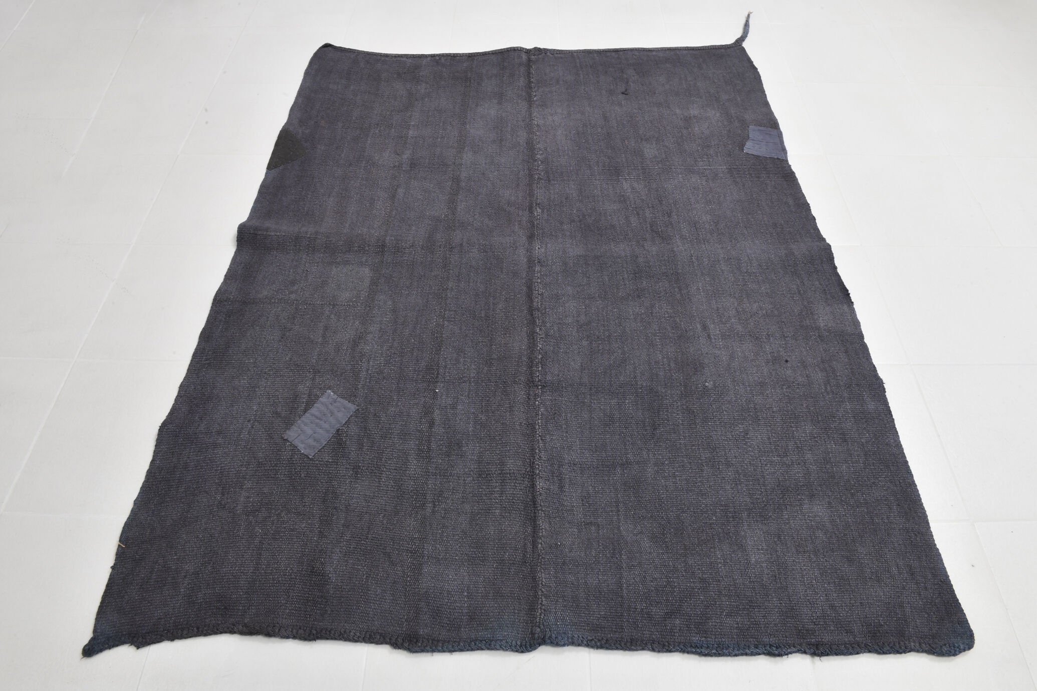 Patchy handmade hemp rug, 164x204cm