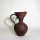 Terracotta Pitcher Vase with Enameled Interior and Engraved Wood Effect