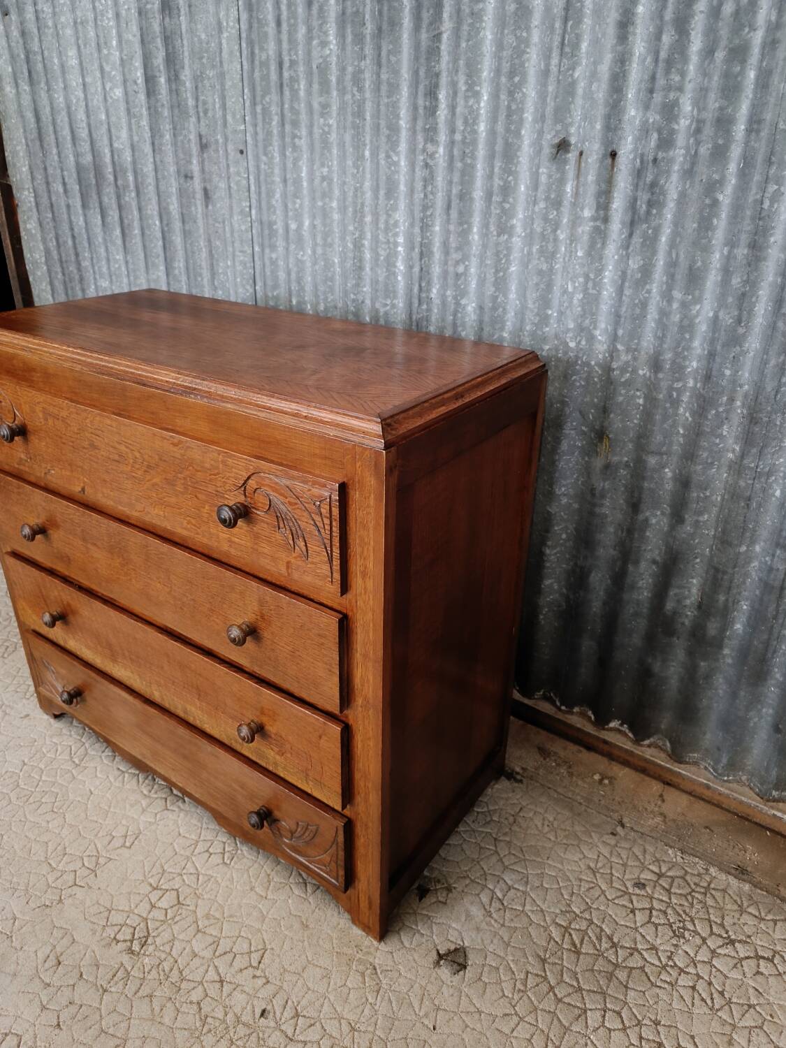 Commode en bois massif vintage style art déco