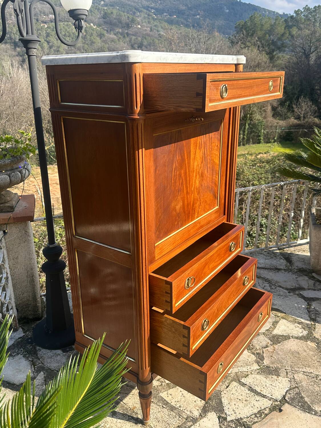 Small Louis XVI style mahogany secretary, 20th century