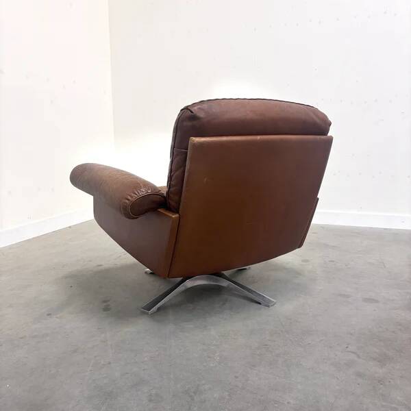 Set cognac leather De Sede DS31 lounge chairs, 1970s