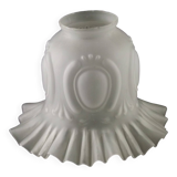 Abat-jour décoratif français vintage blanc opaque avec bordure à volants