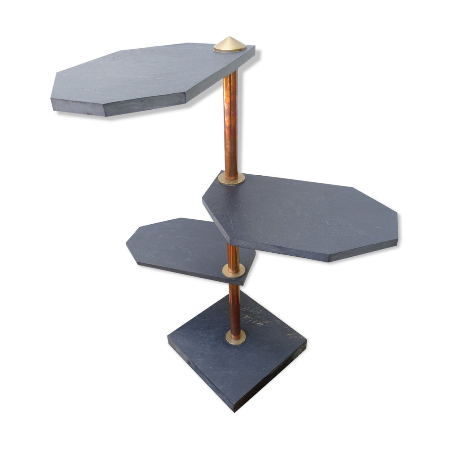 Slate, copper and brass harness