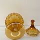 Amber glass dragée dish from Empoli, Italy - 1960s