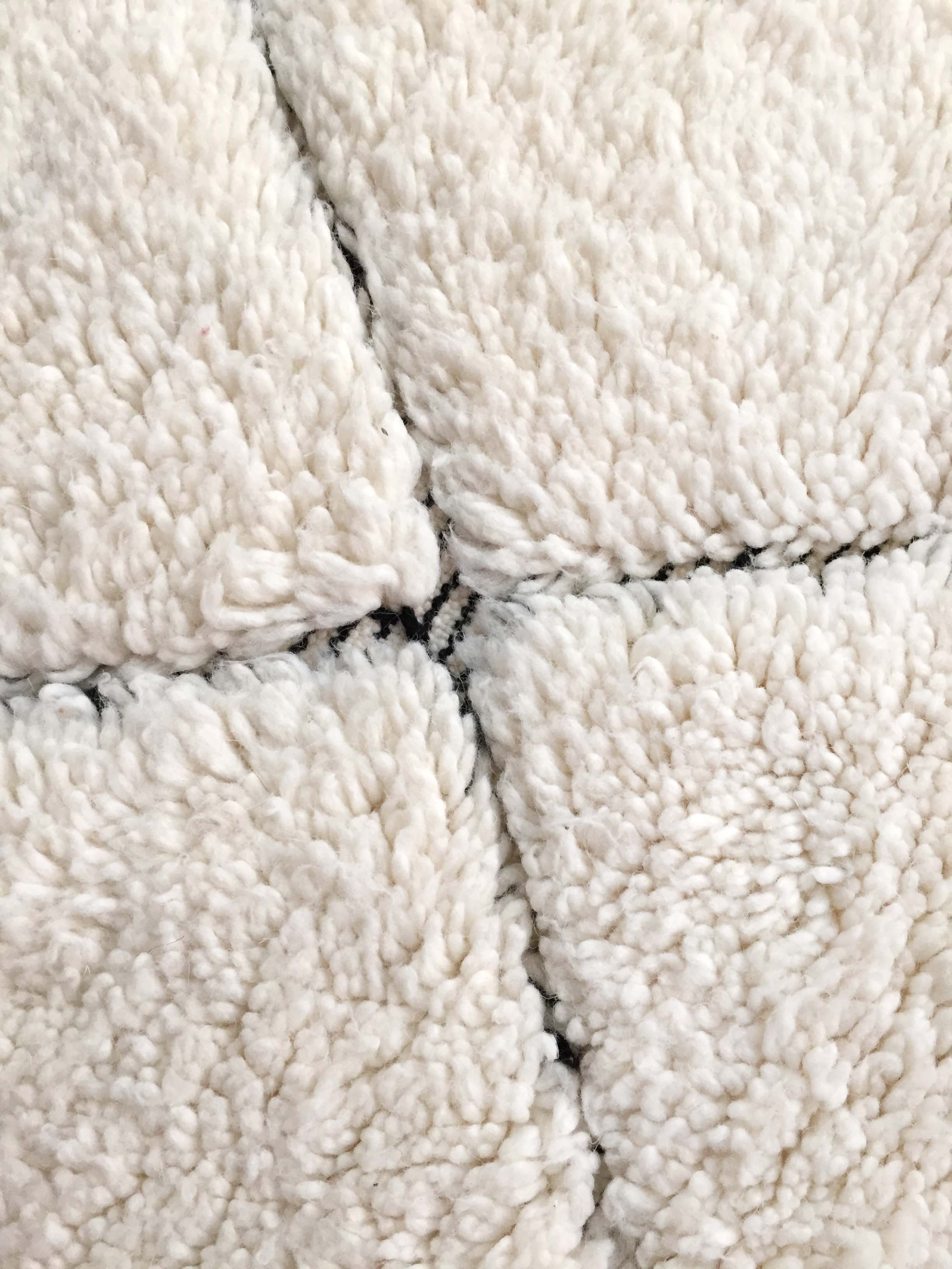 Moroccan Berber carpet blessed ouarain ecru with black diamonds engraved 148x108cm