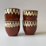 4 tasses à café en terre cuite émaillée
