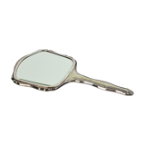 Silver plated hand mirror facet with silver mark bear floral pattern 25cm