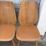 (Lot) 5 vintage wooden chairs attributed to Baumann (to be restored)