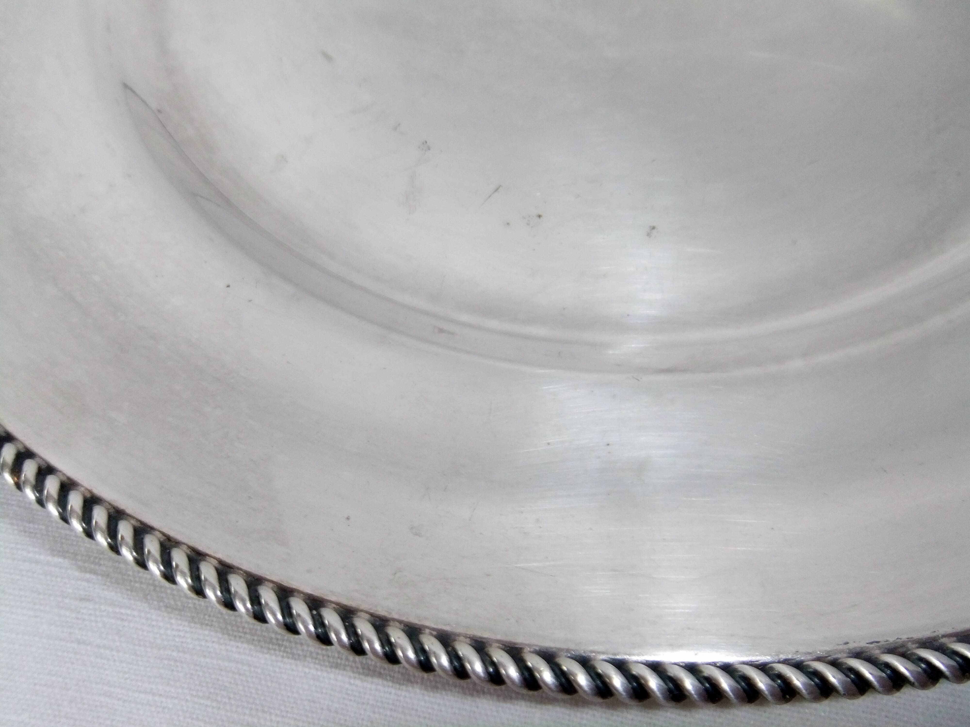 Round table service table tray Silver metal punch WMF